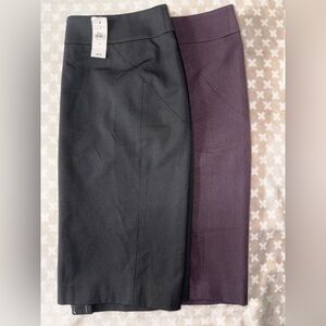 LOFT Black and Purple Pencil Skirt